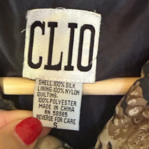 Vintage CLIO Silk Animal Print Oversized Bomber Jacket Size Small - Picture 9 of 11